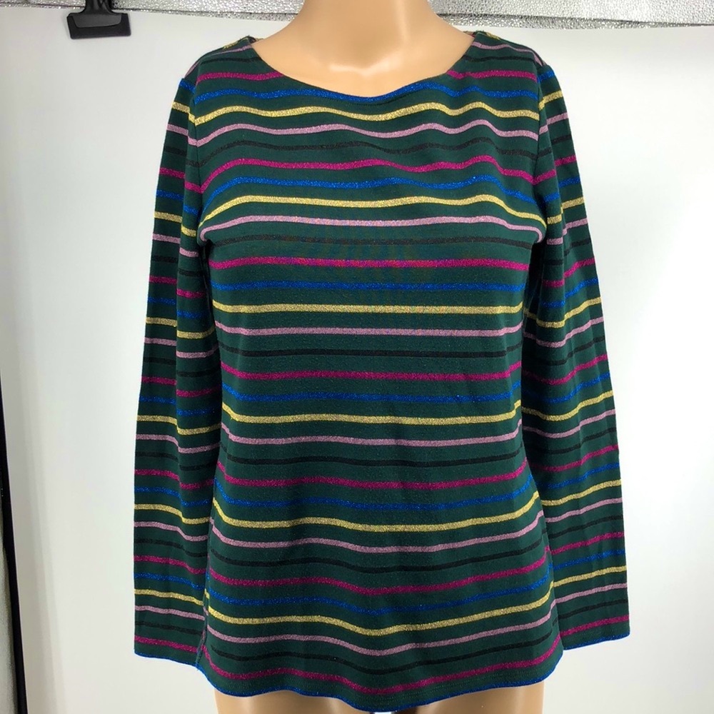 Boden Multicolored Metallic Stripe Long Sleeve Top Size 6 UK 10
